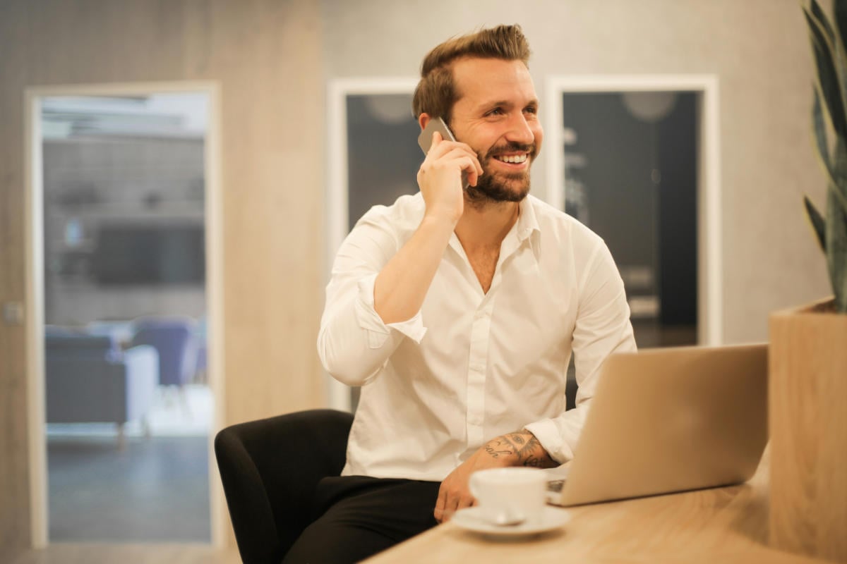 Digital Marketing Consultant talking on a cellphone