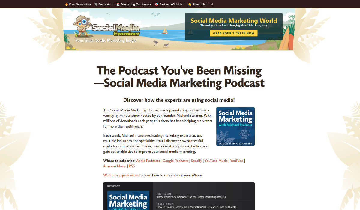 Social Media Marketing Podcast hosted by Michael Stelzner at Social Media Examiner